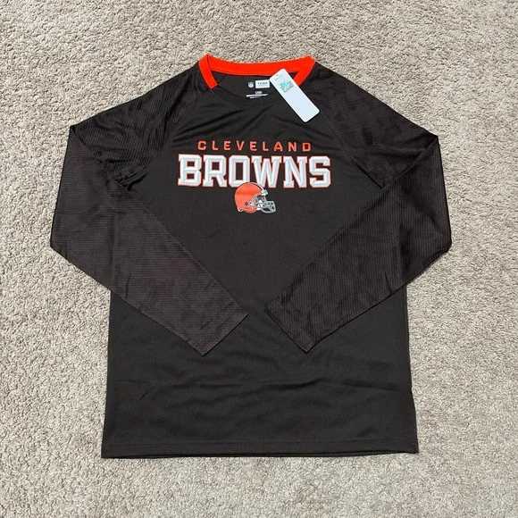 Cleveland Browns Shirt Mens Large Brown Orange Camo Long Sleeve NFL Team Apparel - Picture 2 of 13